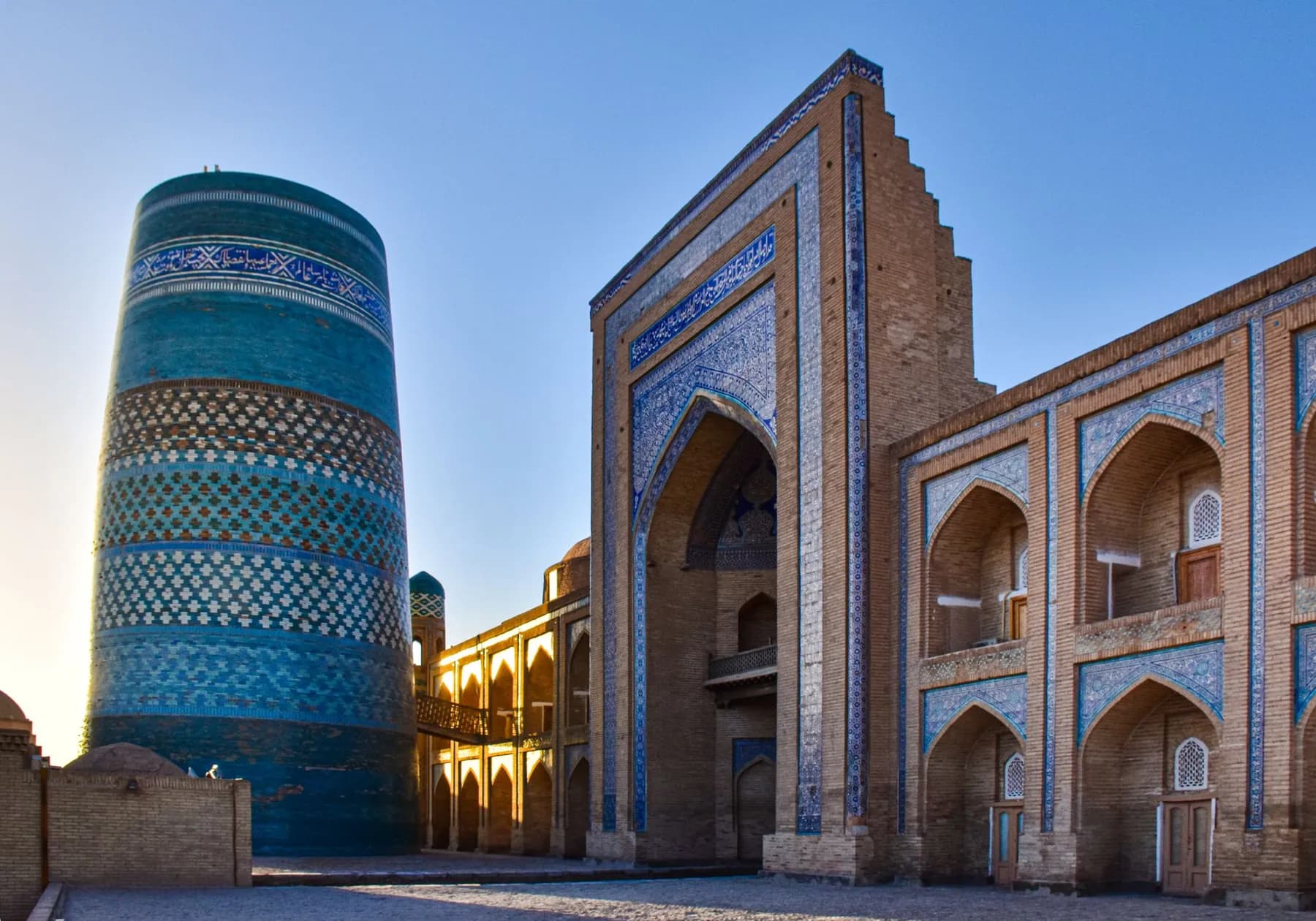 The Kalta Minor minaret and a madrasa in Khiva